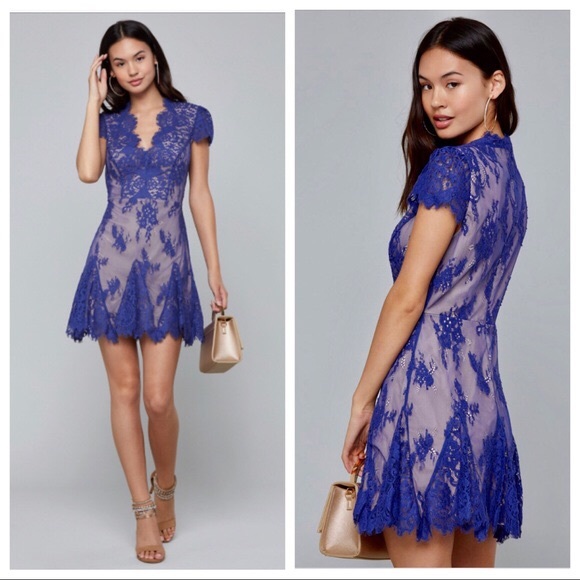 bebe Dresses & Skirts - Bebe blue lace dress godet sz 10 NWT orig $160